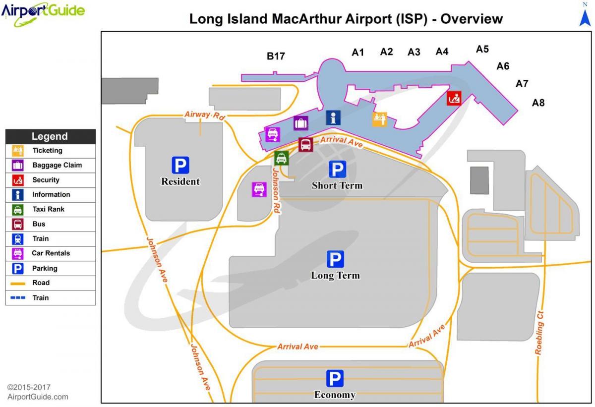 Plan des terminaux aéroport de Long Island