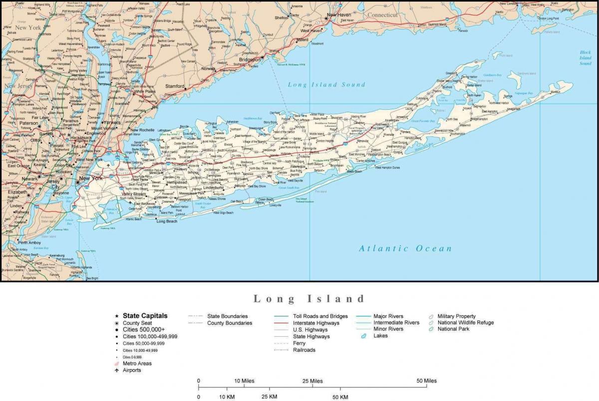 Plan des routes de Long Island