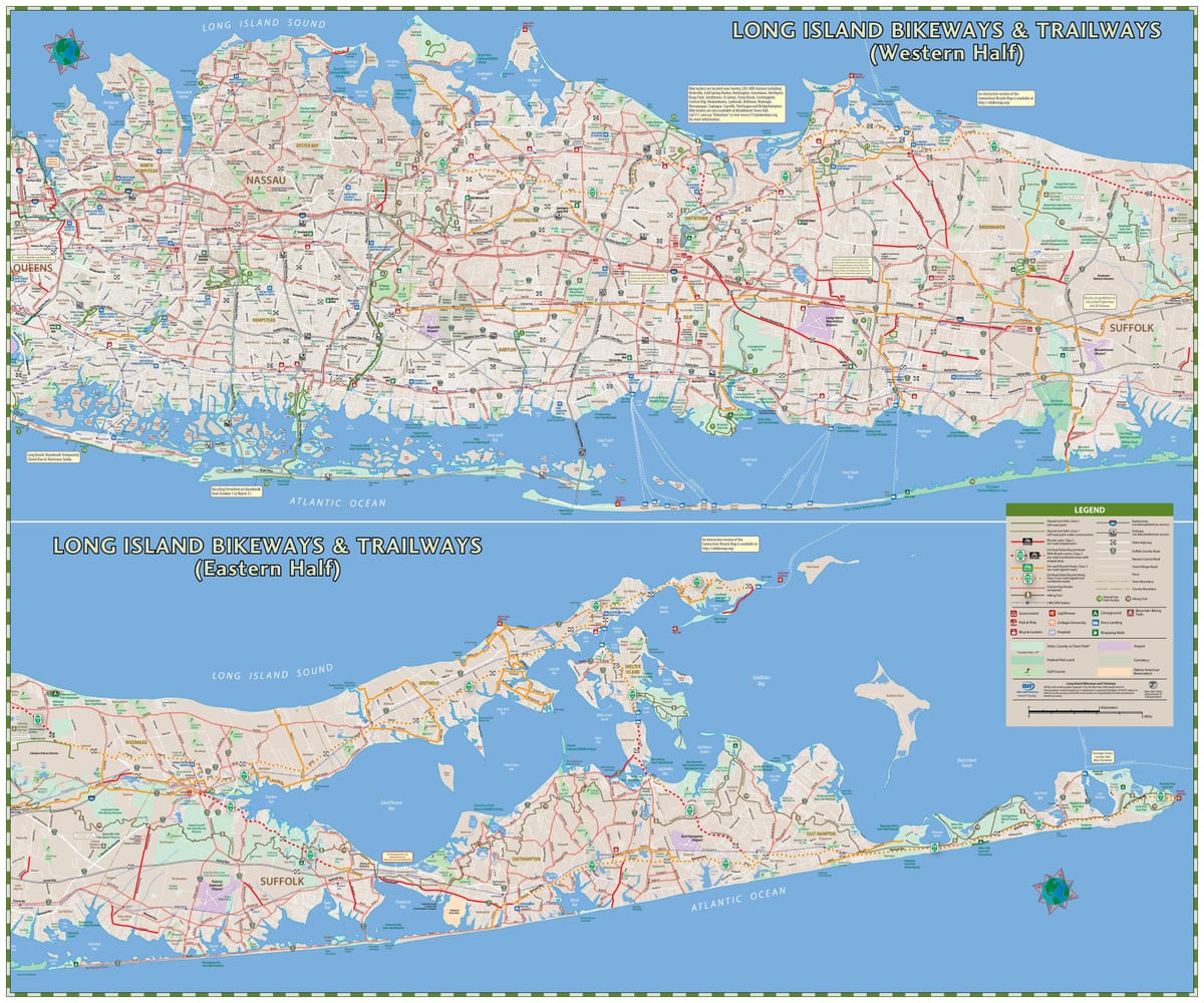 Plan des pistes cyclables de Long Island